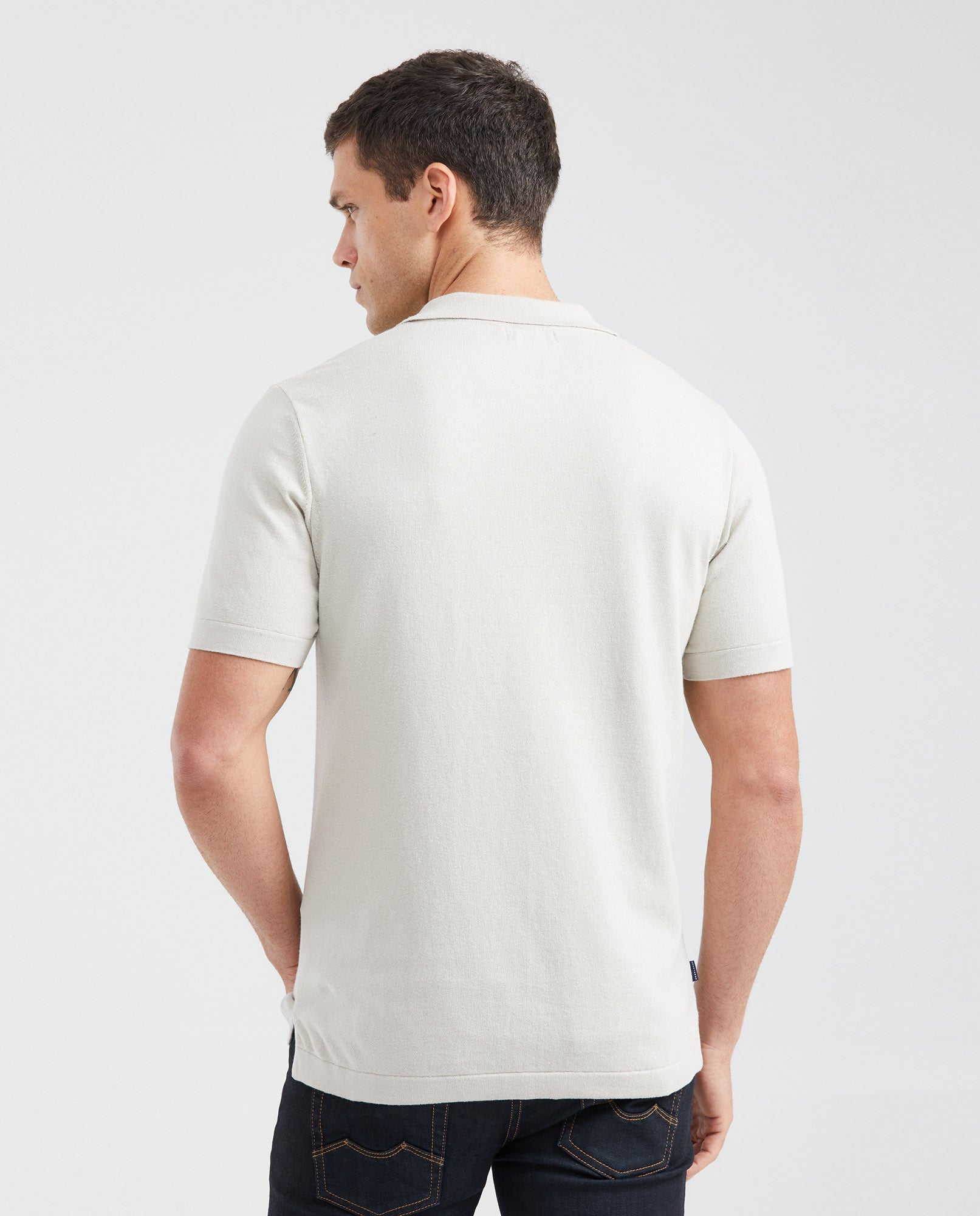 Men's Knit Polo Shirt Regular Fit Short Sleeve in Cotton 694G100 - 4