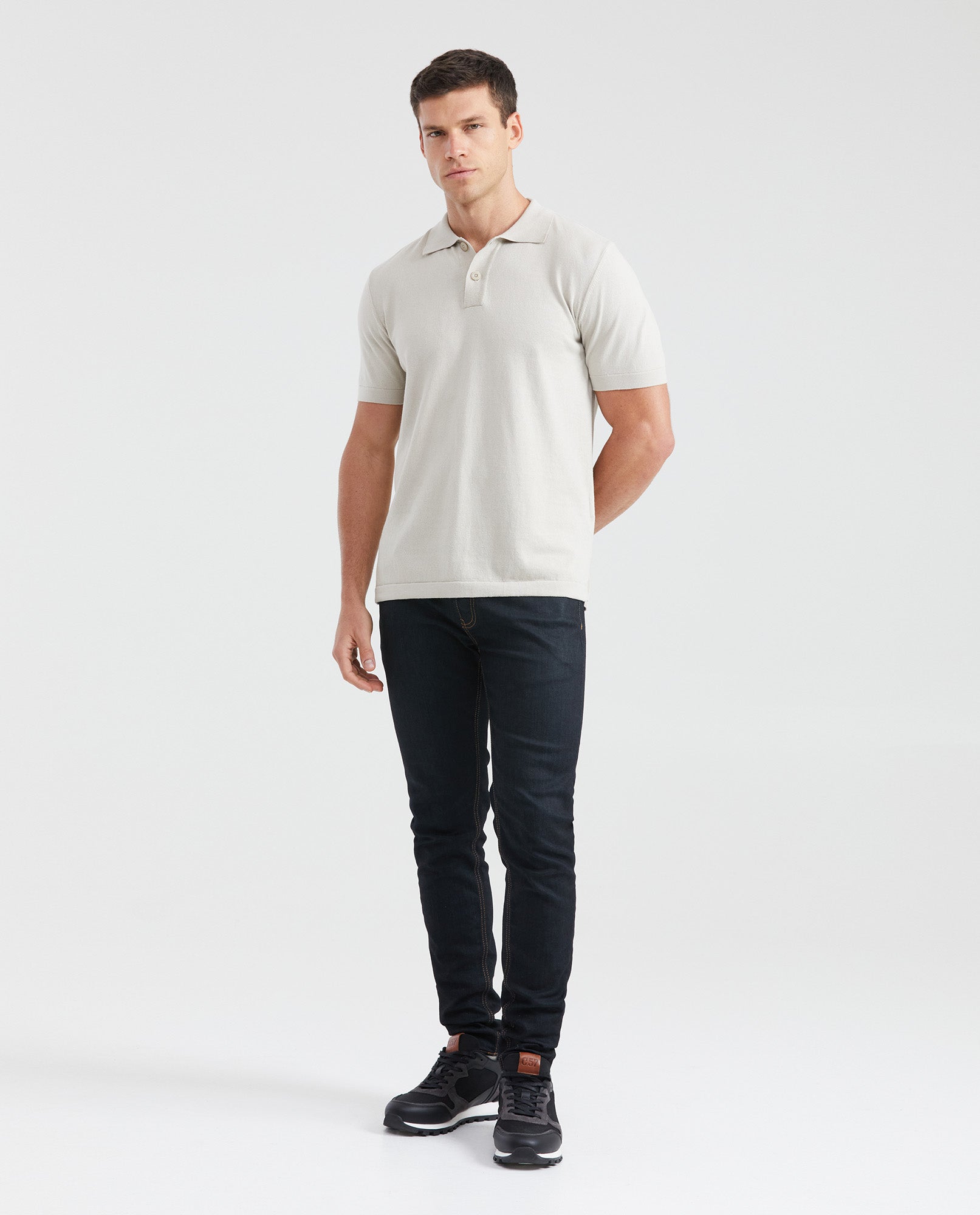 Men's Straight Fit Knit Polo Shirt - Raw - 6
