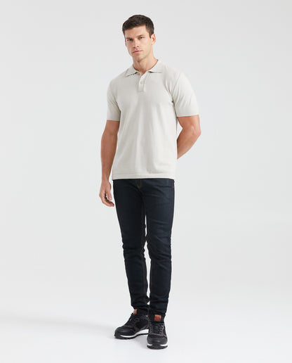 Men's Straight Fit Knit Polo Shirt - Raw - 6