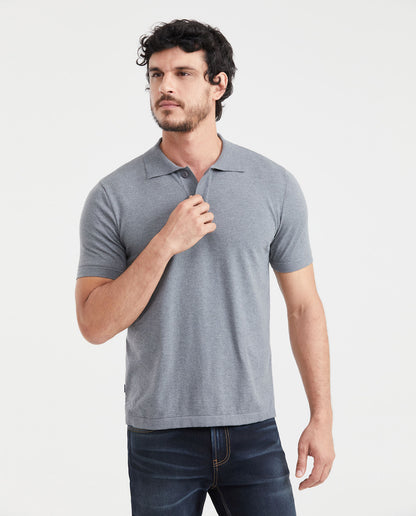 Men's Straight Fit Knit Polo Shirt - Gray - 1