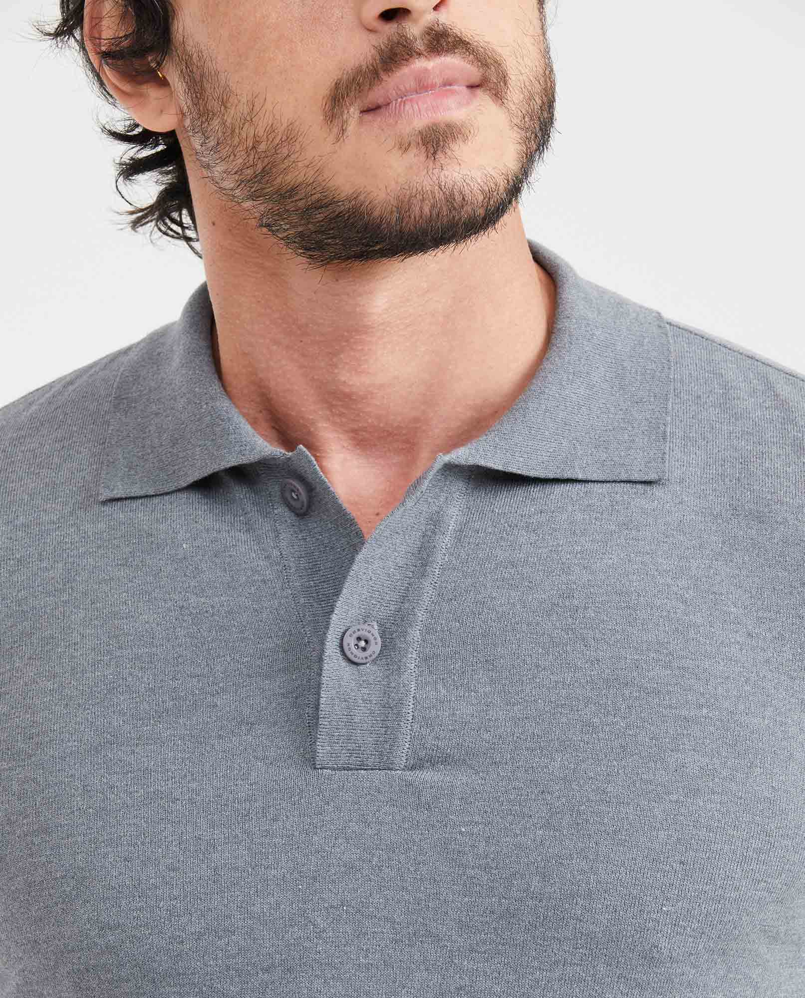Men's Knit Polo Shirt Regular Fit Short Sleeve in Cotton 694G100 - 2