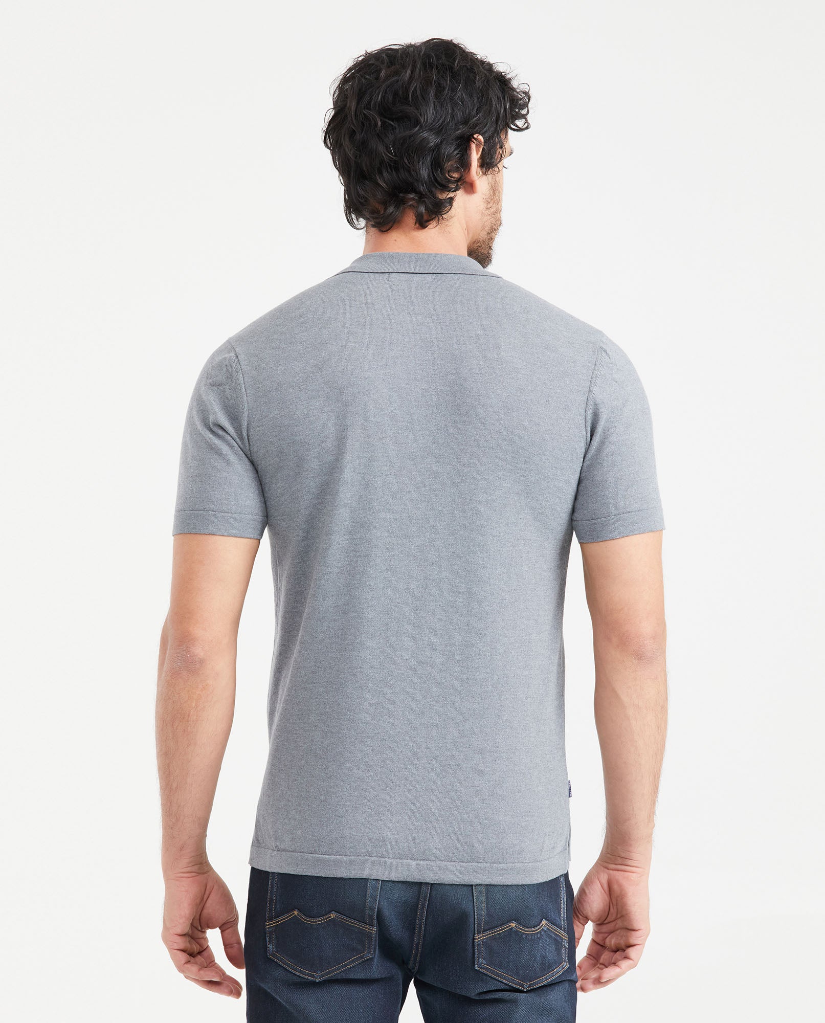 Men's Straight Fit Knit Polo Shirt - Gray - 3