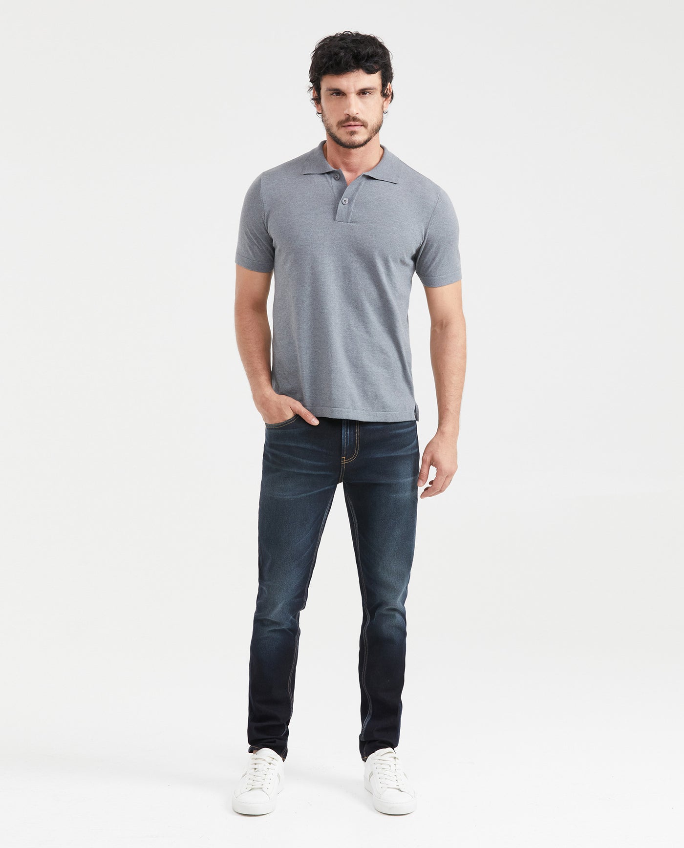 Men's Knit Polo Shirt Regular Fit Short Sleeve in Cotton 694G100 - 5