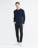 COTTON KNIT CREWNECK SWEATER IN NAVY