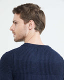 COTTON KNIT CREWNECK SWEATER IN NAVY