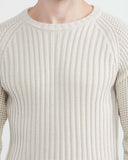 PULL COL ROND EN MAILLE BEIGE