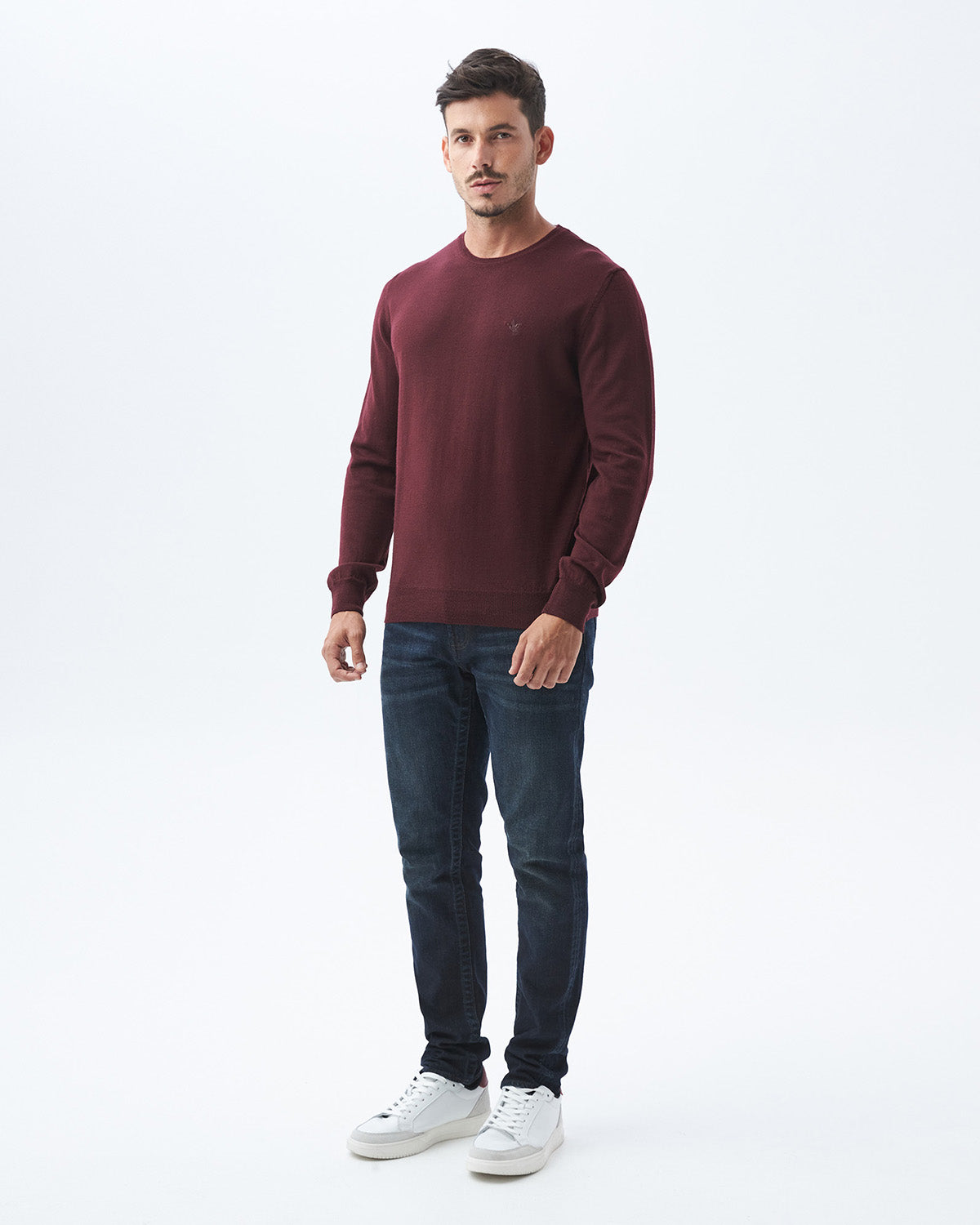 LAMBSWOOL MERINO SWEATER IN BURGUNDY