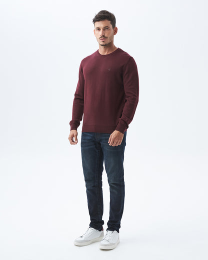 LAMBSWOOL MERINO SWEATER IN BURGUNDY