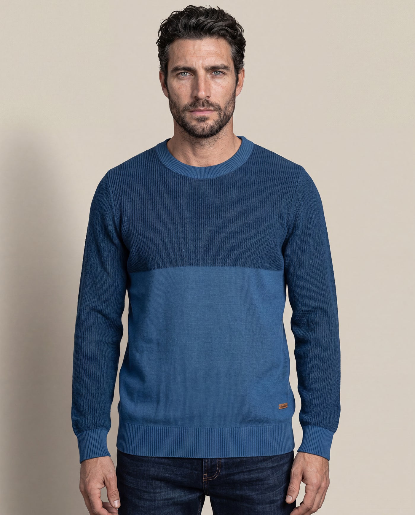 Men´s Cotton Crewneck Sweater - Blue 63_697F201_AZU193924_0