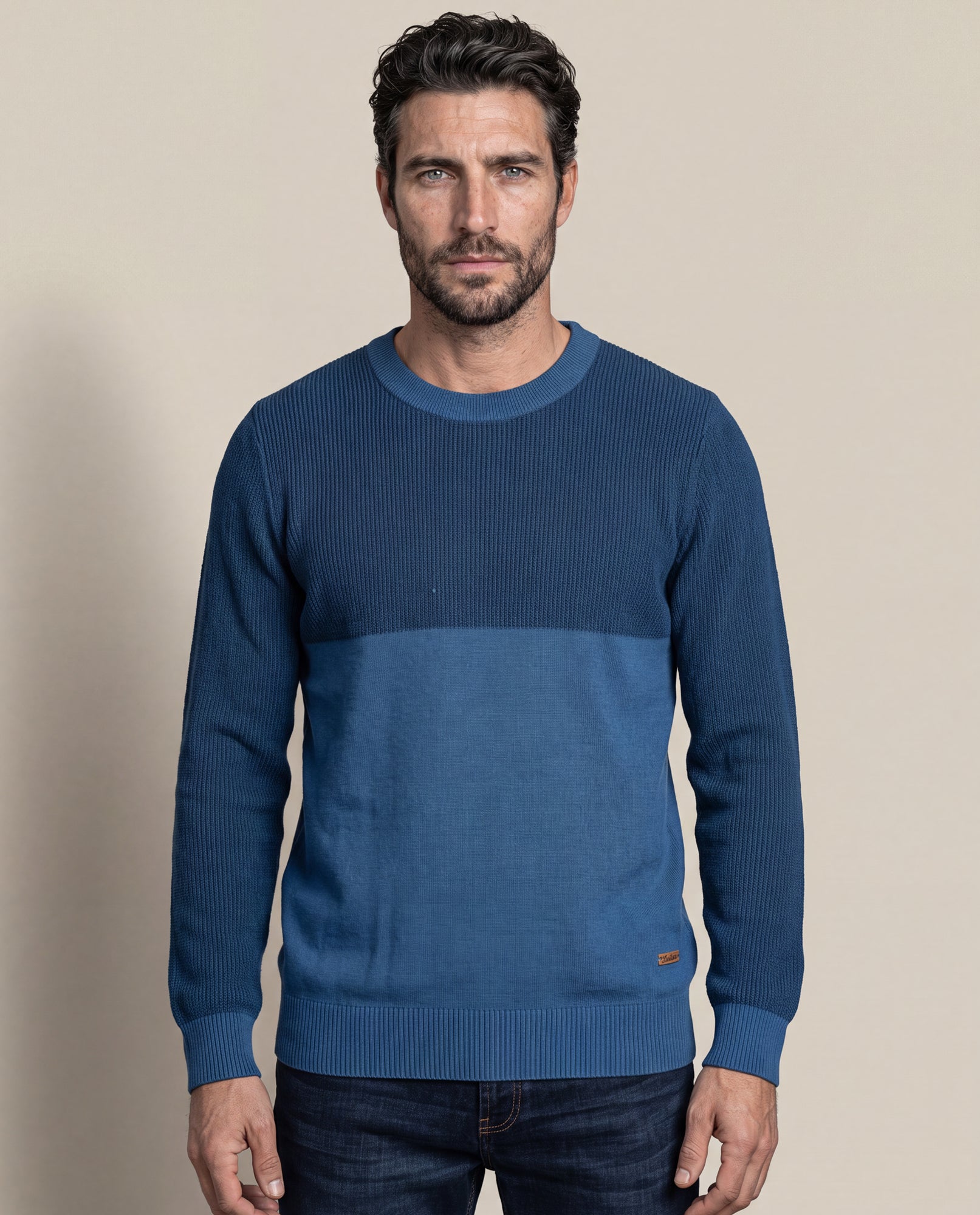 Men´s Cotton Crewneck Sweater - Blue 63_697F201_AZU193924_0