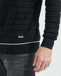 Men's Crew Neck Striped Sweater Mixed Stitch Texture Contrast Details 100% Cotton - 4