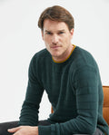 Men's Crew Neck Striped Sweater Mixed Stitch Texture Contrast Details 100% Cotton - 2