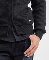 Men’s Ribbed Zip-Up Sweater with High Collar in Cotton, Moonlight - 4