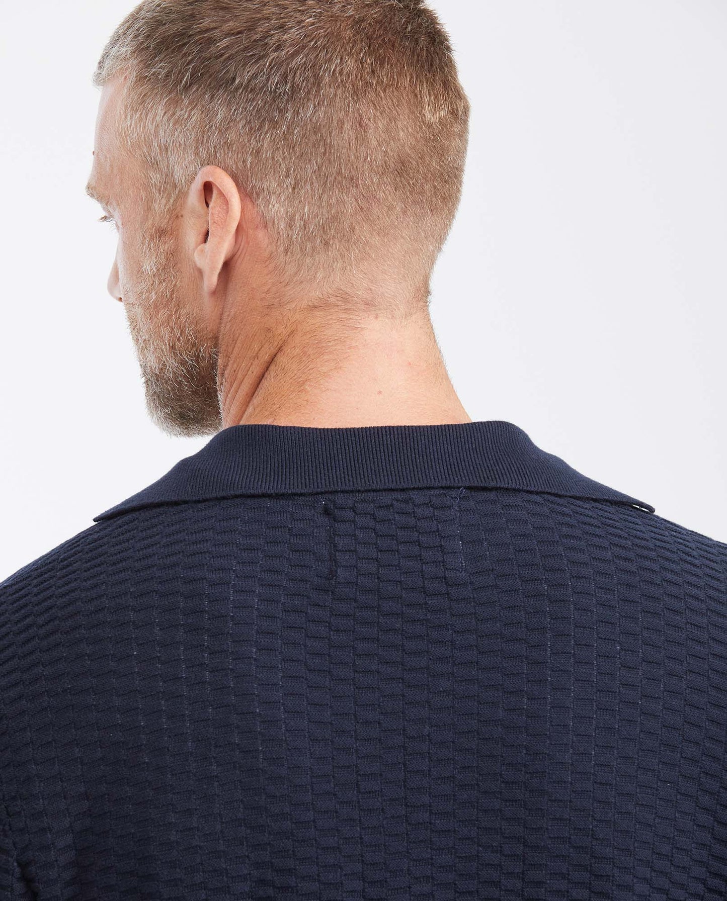 Men's Textured Knit Pullover with V - Neck, Glow - Blue - 6