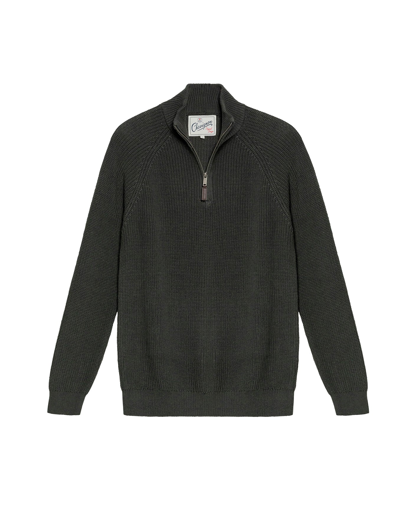 Men's Quarter-Zip Sweater Raglan Sleeve in Cotton - 1