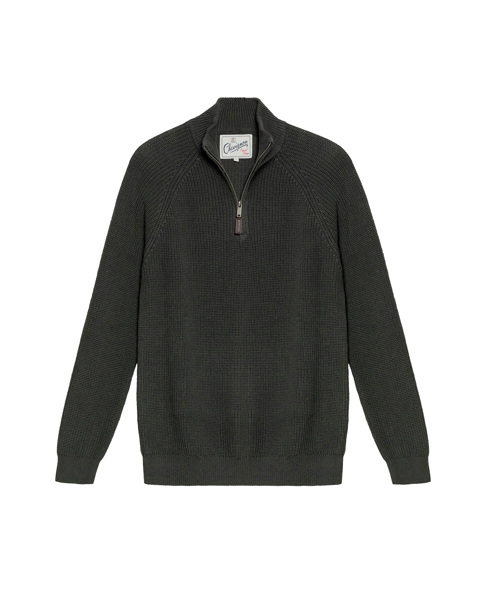 Men's Quarter-Zip Sweater Raglan Sleeve in Cotton - 1