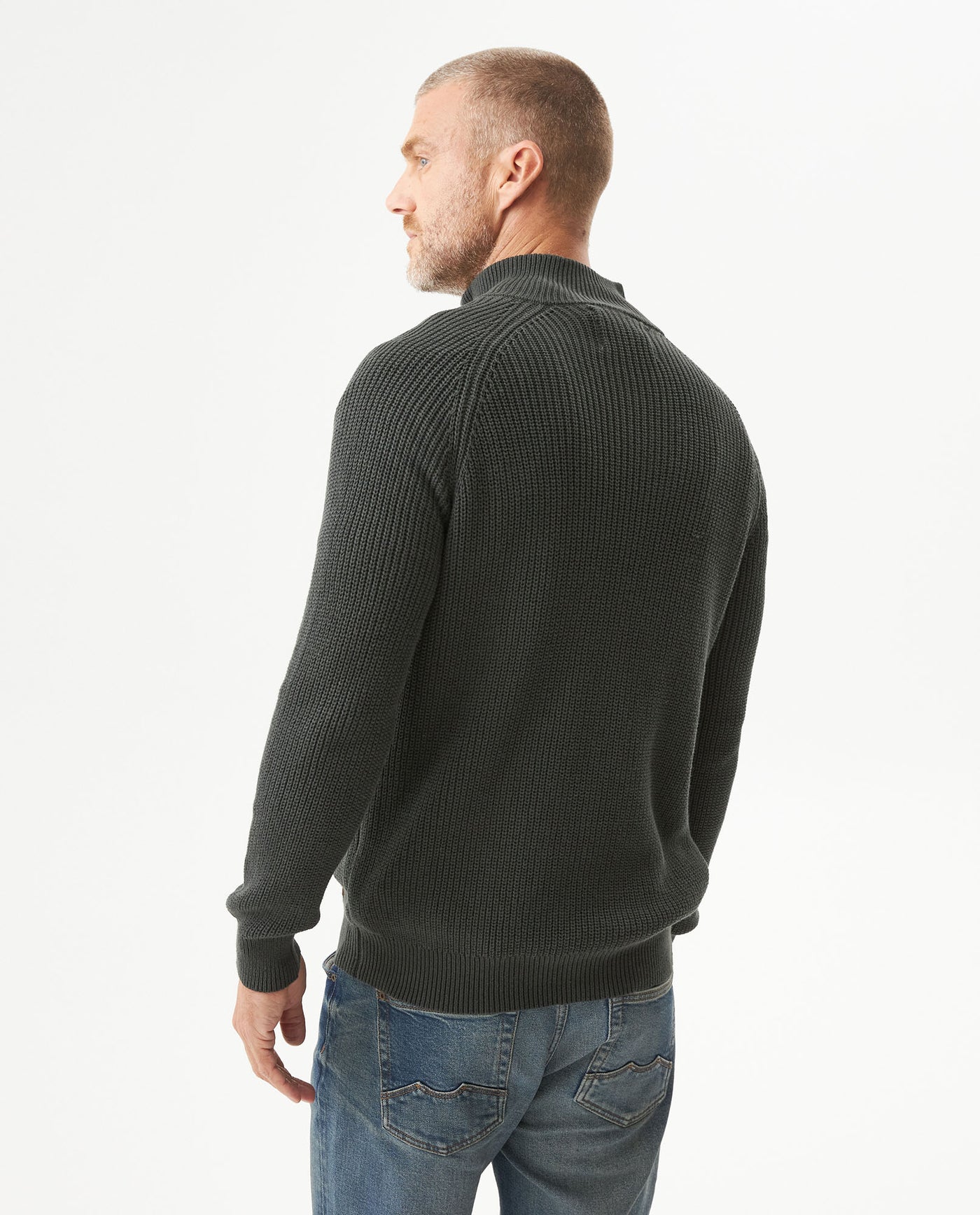 Men's Quarter-Zip Sweater Raglan Sleeve in Cotton - 5