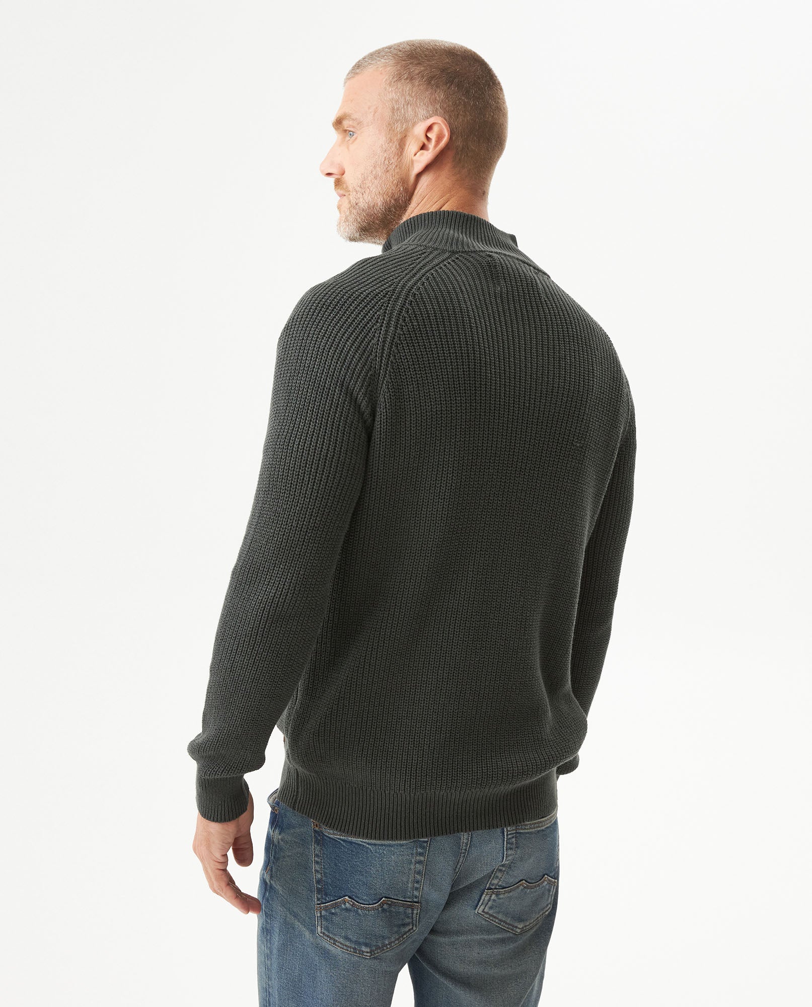 Men's Quarter-Zip Sweater Raglan Sleeve in Cotton - 5