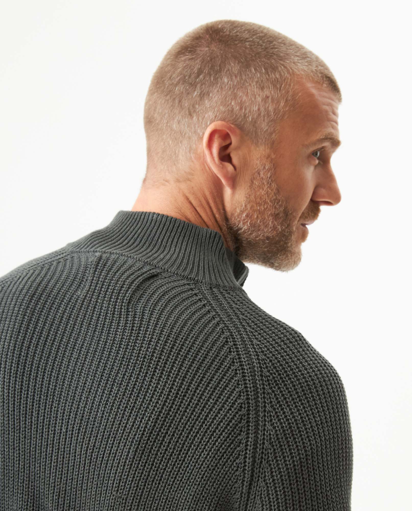 Men's Quarter-Zip Sweater Raglan Sleeve in Cotton - 6