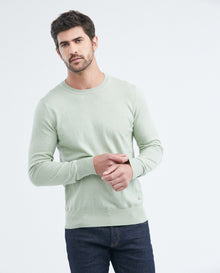 Suéter Tejido para Hombre Cerrado Cuello Redondo - Fibras Heather 100% Algodón - Green 63_699E000_101100_0