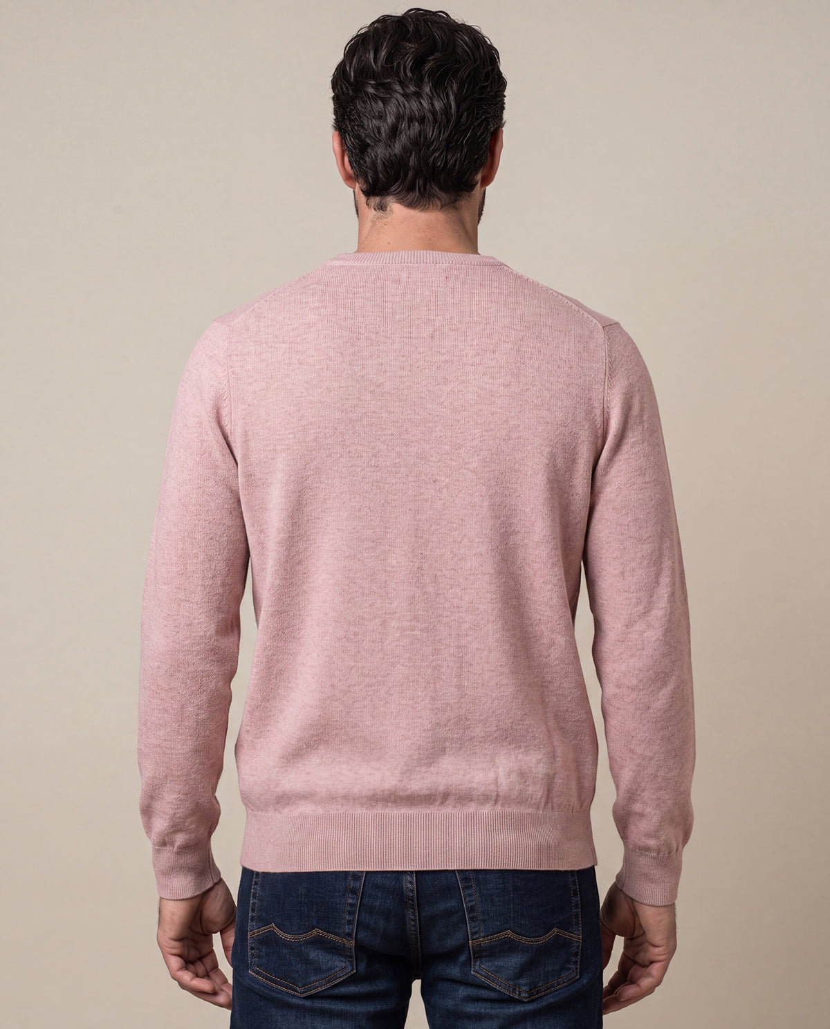 Suéter Tejido para Hombre Cerrado Cuello Redondo - Fibras Heather 100% Algodón - Pink 63_699E000_ROS151611_6