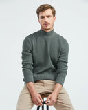 SLIM FIT KNITTED TURTLENECK SWEATER IN GREEN