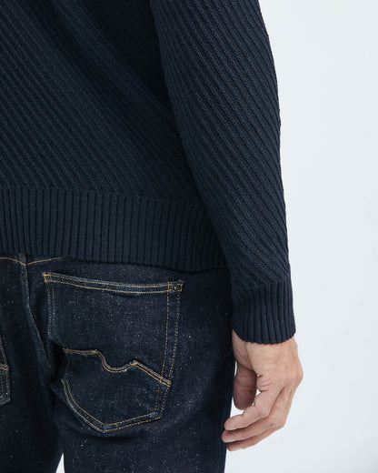 SLIM FIT TEXTURED SWEATER IN NAVY