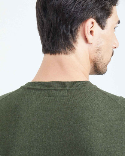 Men's Knit Sweater with Crew Neck - Green - 5