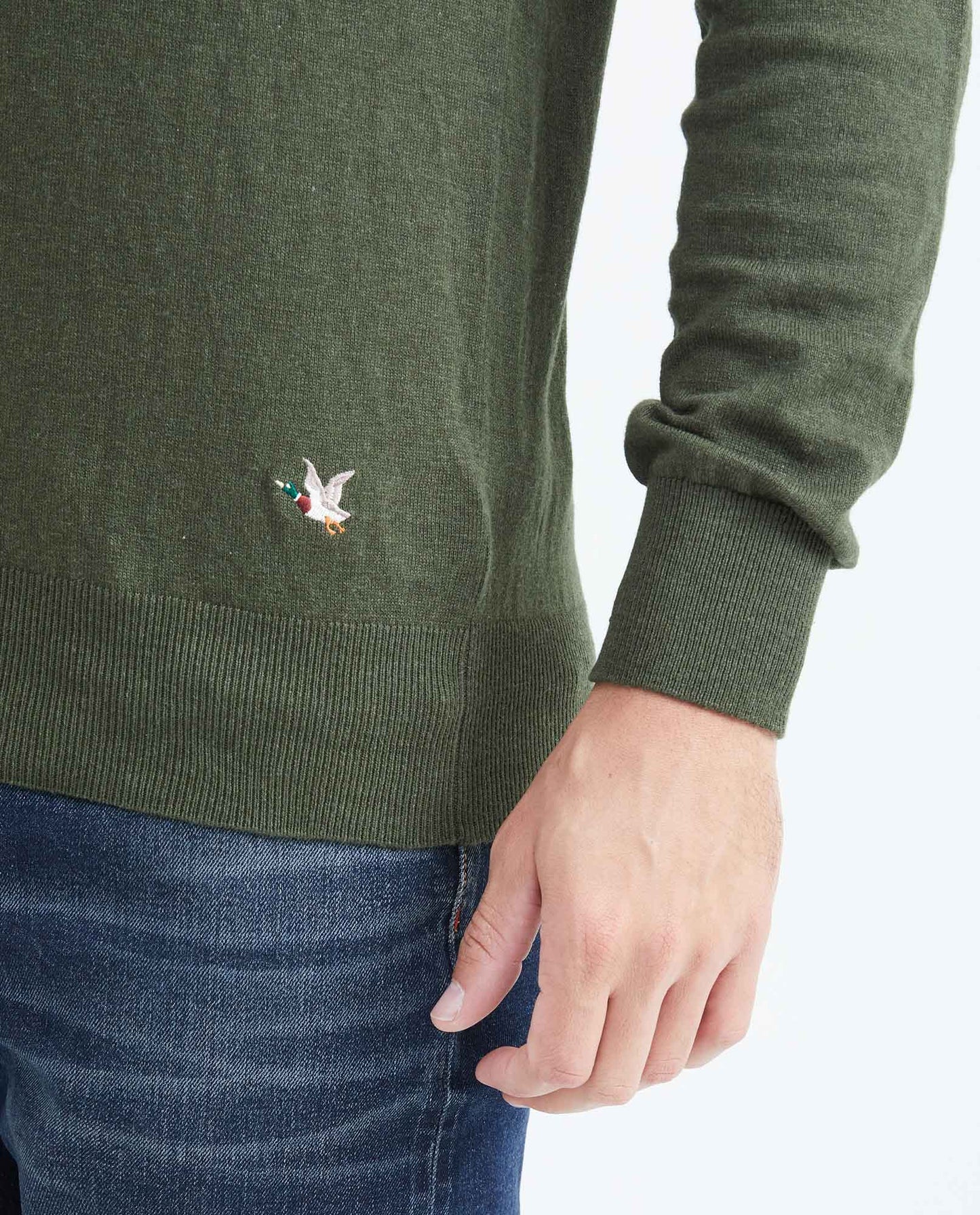 Men's Knit Sweater with Crew Neck - Green - 6