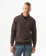 Men's Full Fashion Mandarin Collar Half-Zip Sweater, Seaport - 2