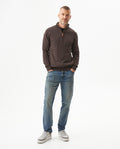 Men's Full Fashion Mandarin Collar Half-Zip Sweater, Seaport - 3