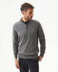 Men's Full Fashion Mandarin Collar Half-Zip Sweater, Seaport - 2