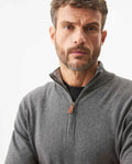 Men's Full Fashion Mandarin Collar Half-Zip Sweater, Seaport - 4