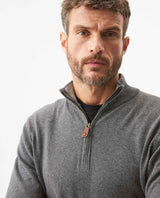 Men's Full Fashion Mandarin Collar Half-Zip Sweater, Seaport - 4