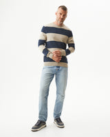 Men's Color Block Jersey Crew Neck Sweater, Boatyard - 3