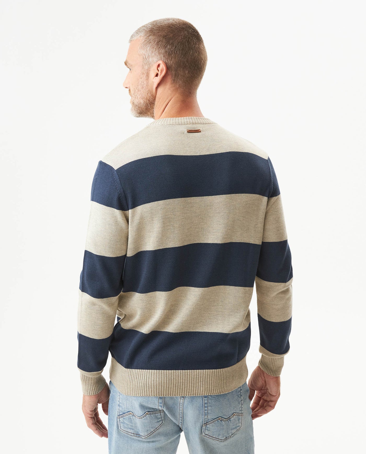 Men's Color Block Jersey Crew Neck Sweater, Boatyard - 5