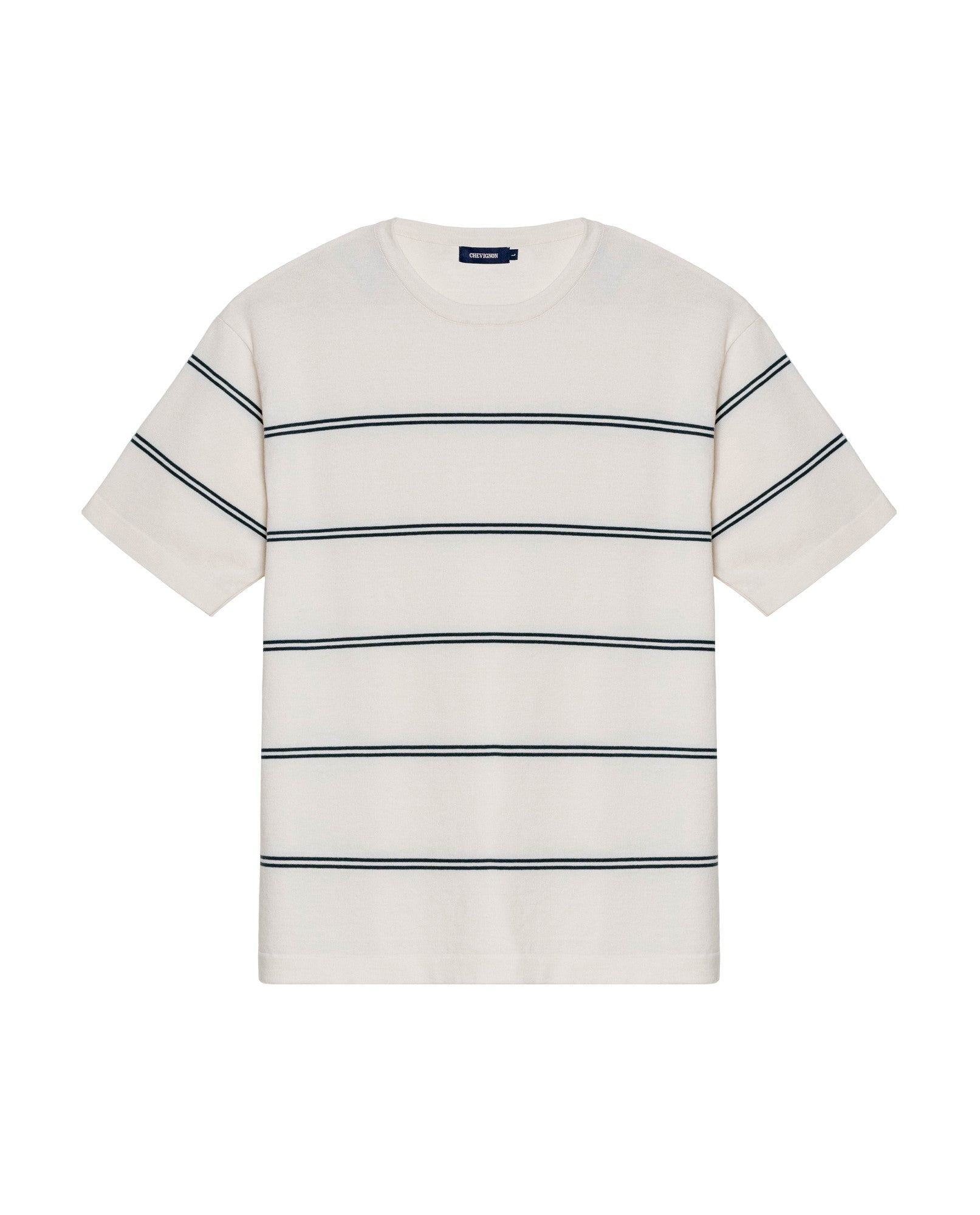 Men's Contrast Stripe Knit T-shirt, Midnight - 1