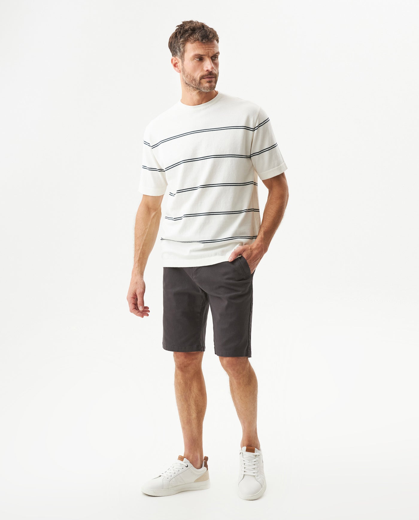 Men's Contrast Stripe Knit T-shirt, Midnight - 3