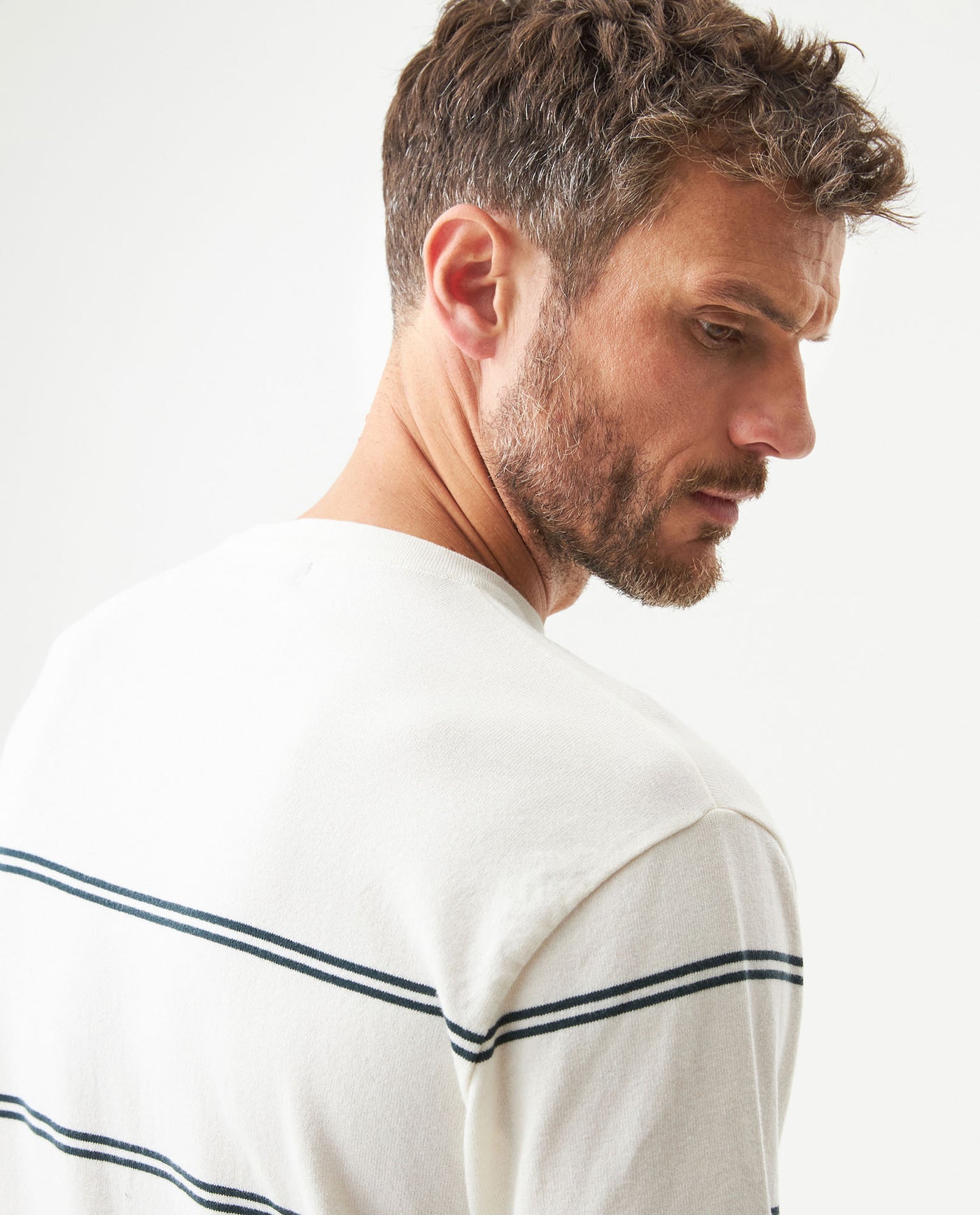 Men's Contrast Stripe Knit T-shirt, Midnight - 6