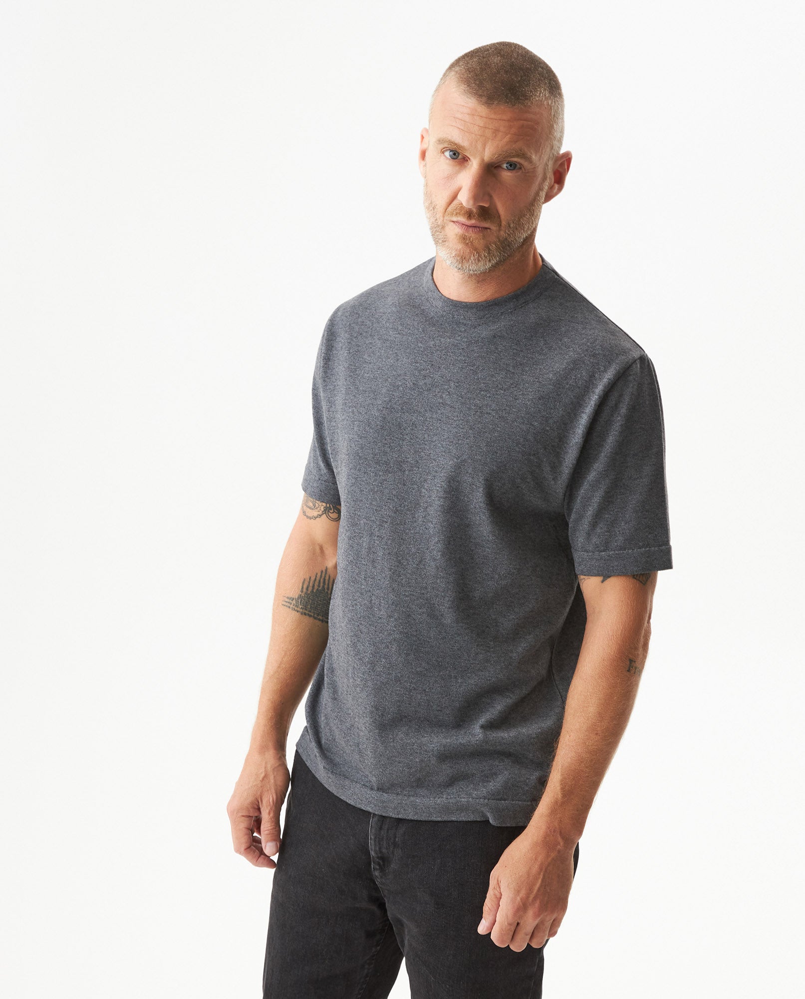 Men's Heathered Cotton Knit T-shirt, Sparkle - 2