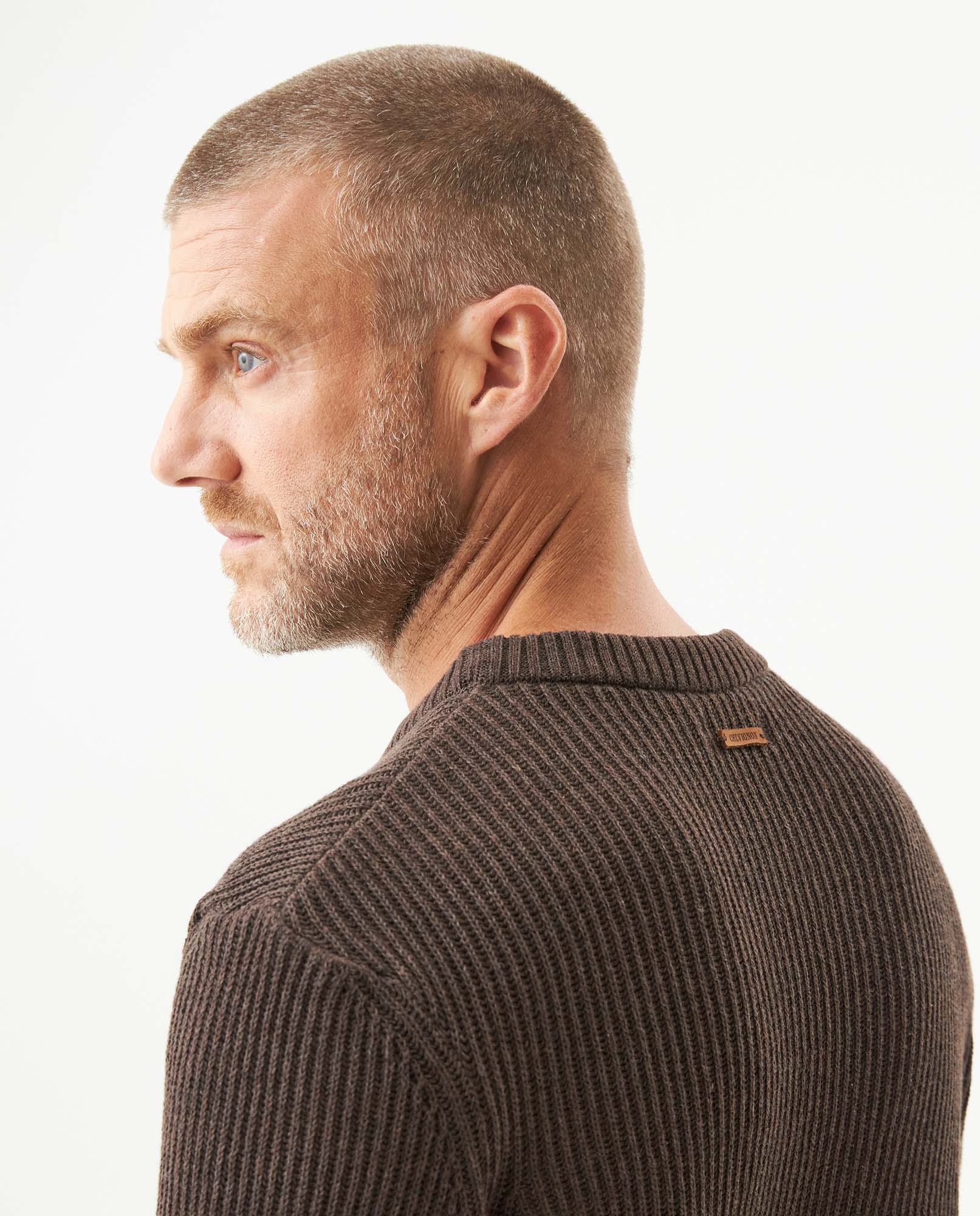 Men's Ribbed Pearl Stitch Crew Neck Sweater, Starlight - 6