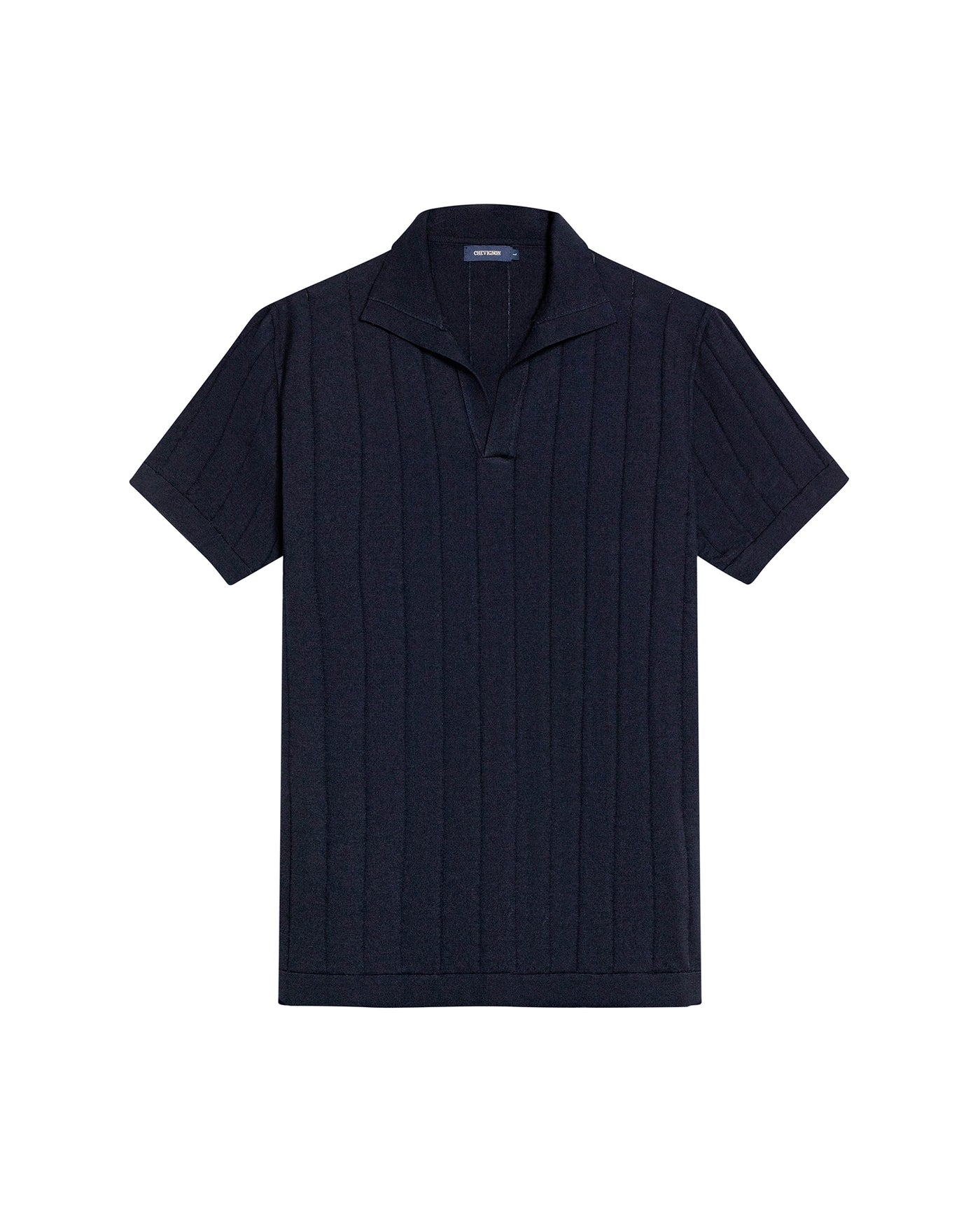 Men's Perforated Vertical Channel Knit Polo, Glow - 1