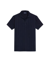 Men's Perforated Vertical Channel Knit Polo, Glow - 1