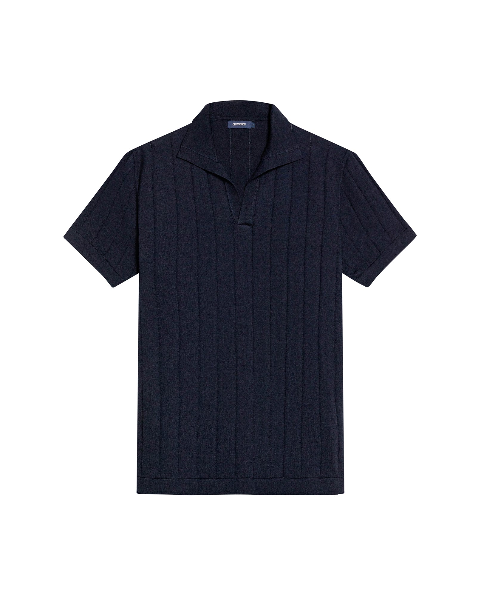 Men's Perforated Vertical Channel Knit Polo, Glow - 1