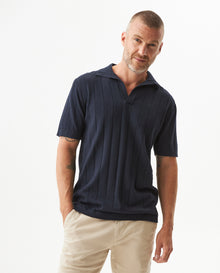 Men's Knitted Polo Shirt - Blue - 2