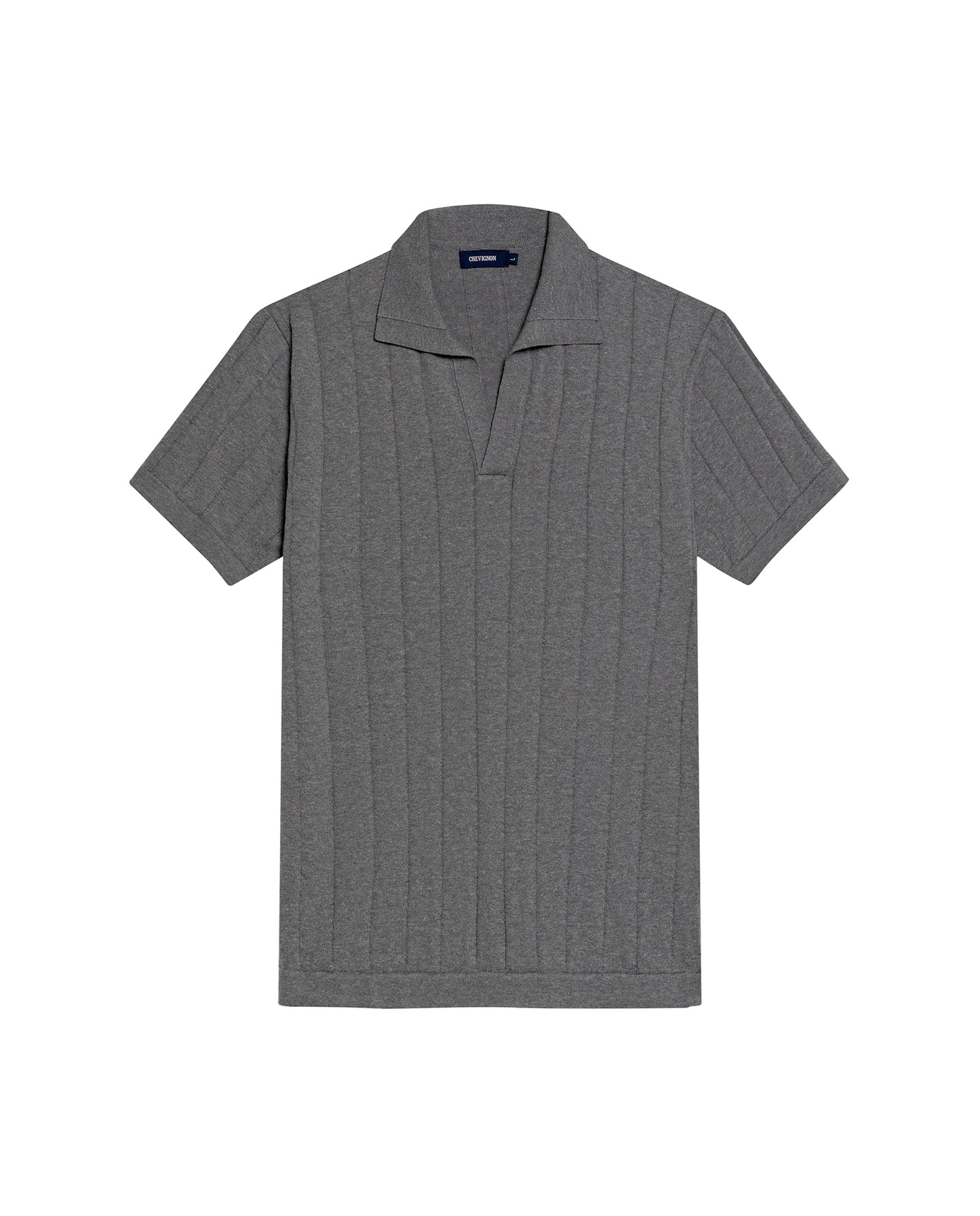 Men's Knitted Polo Shirt - Gray - 1