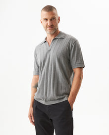 Men's Knitted Polo Shirt - Gray - 2