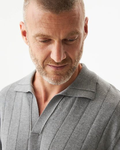 Men's Knitted Polo Shirt - Gray - 4