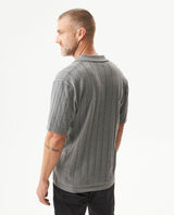 Men's Perforated Vertical Channel Knit Polo, Glow - 5