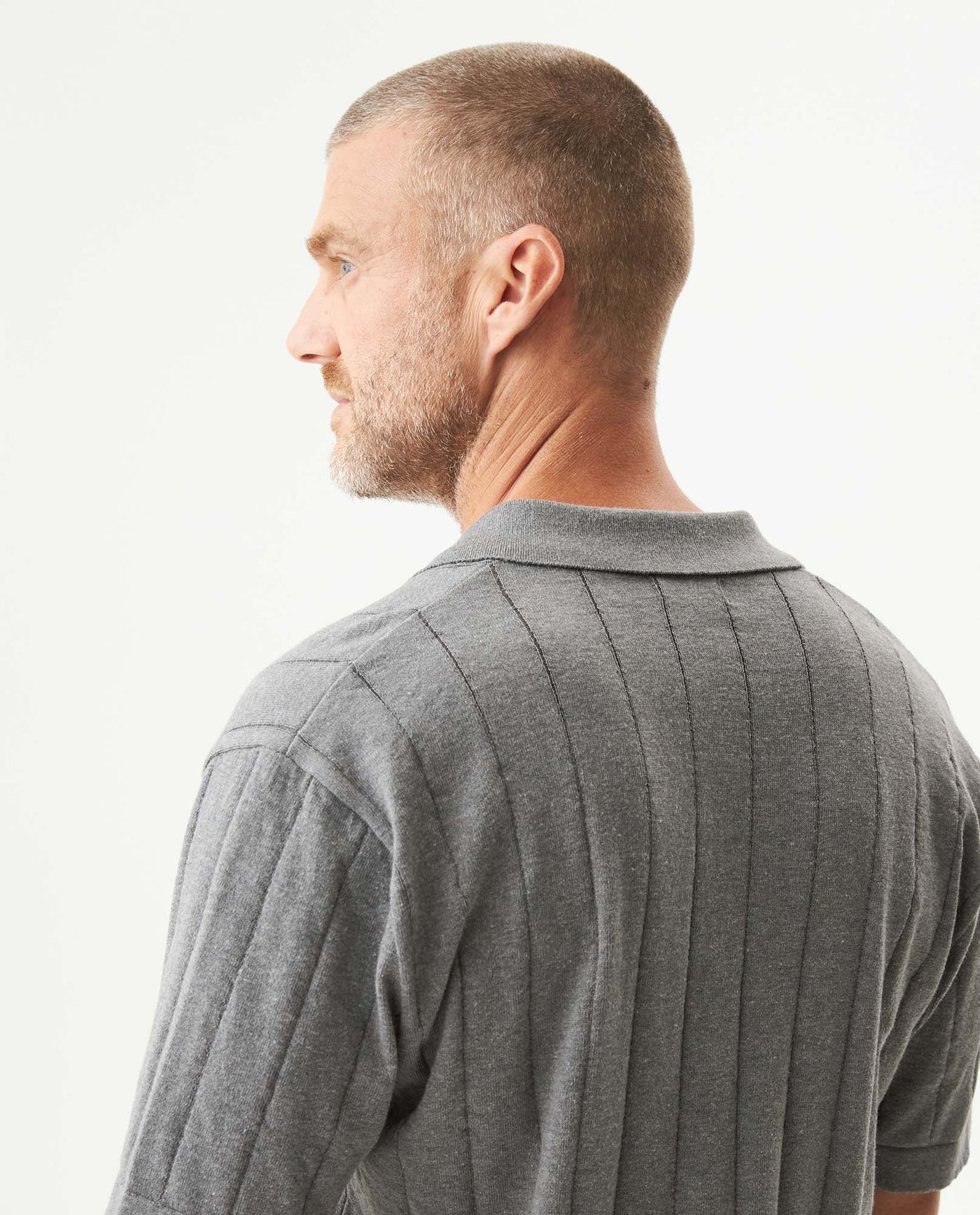 Men's Perforated Vertical Channel Knit Polo, Glow - 6